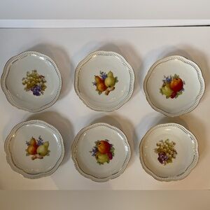 Vintage Bavaria Schumann Fruit Bowls Set of 6 Gold Trim Germany 1950s